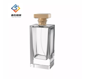 Square 100ml glass perfume bottle and metal cap